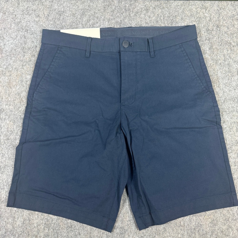 English Laundry Mens Navy Blue Flat Front Stretch Shorts Size 30 9 Inseam New